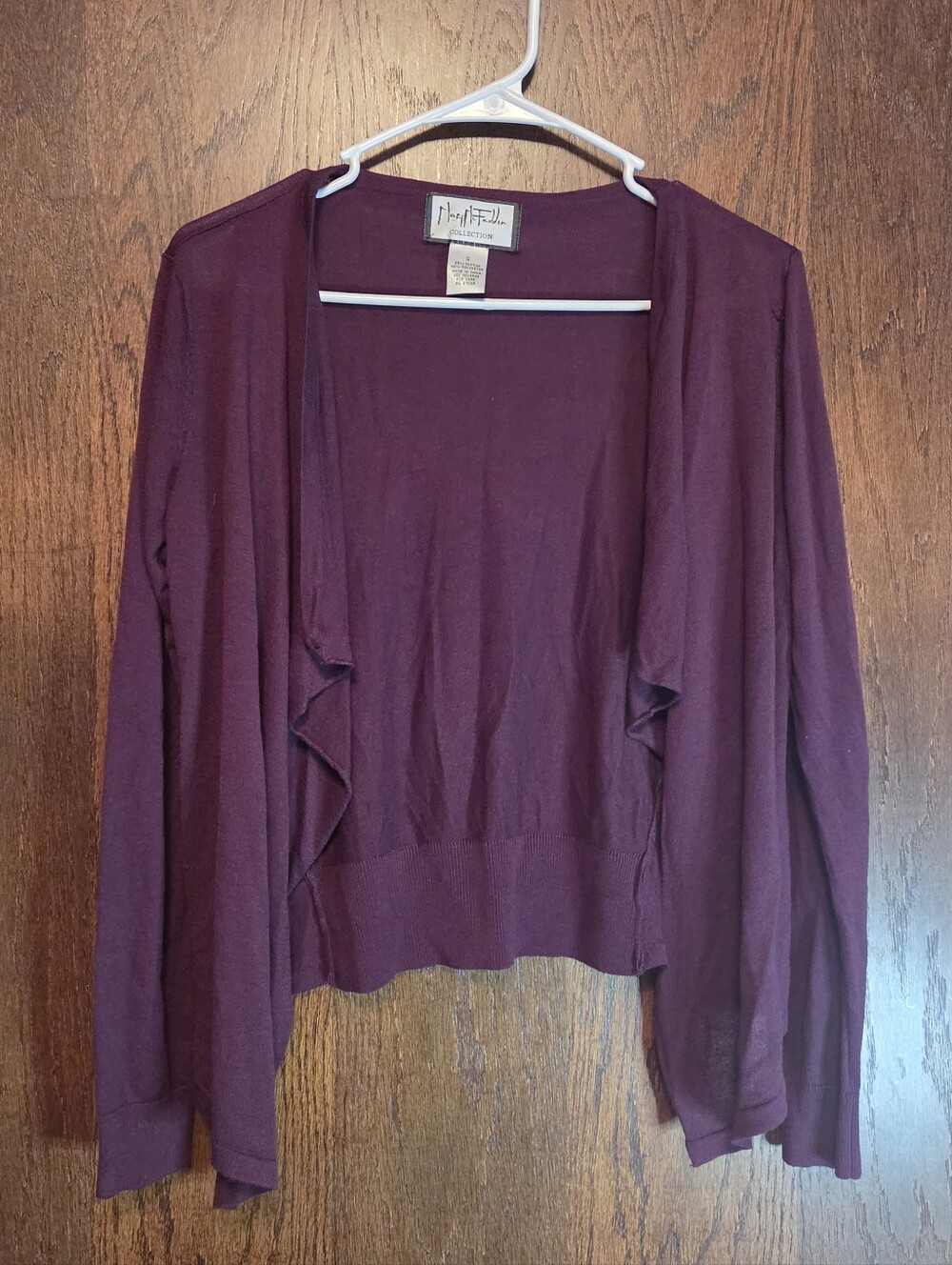 Mary McFadden Plum Open-Front Draped Cardigan
